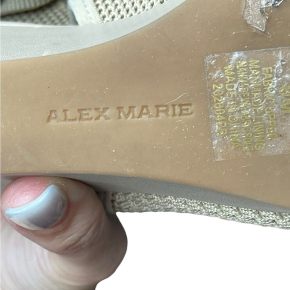Alex Marie Patti Stretch Knit Wedge Sandals neutral Cream size 9 zip close - Picture 10 of 15